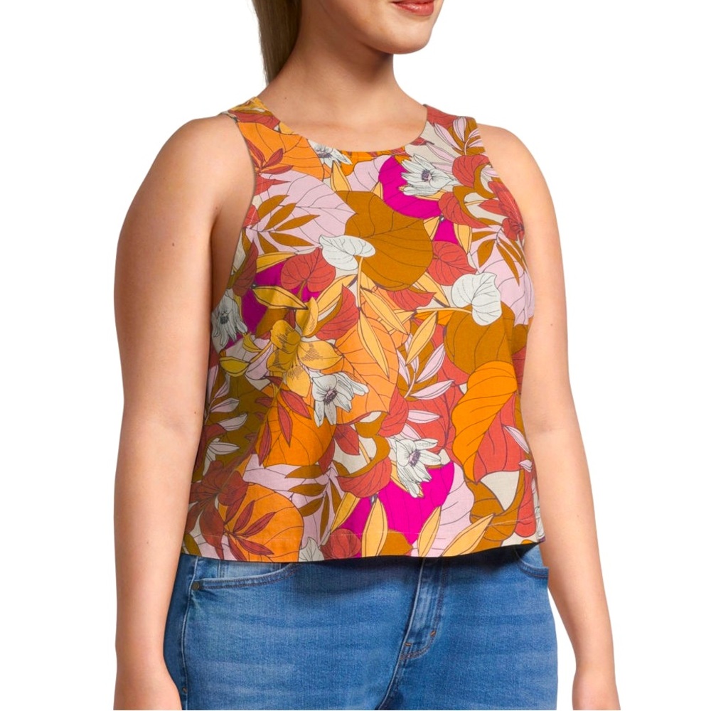 Cotton/Linen Floral Print Top